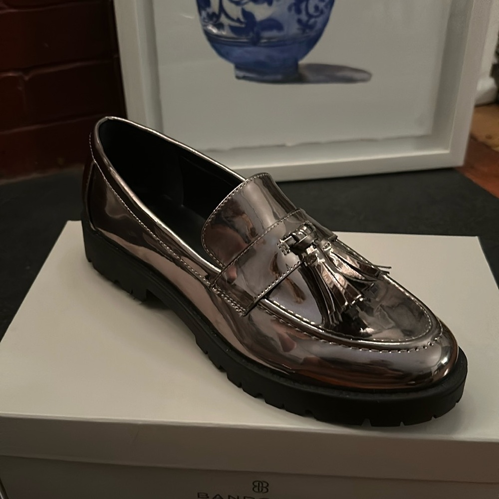 Metallic Silver Loafers